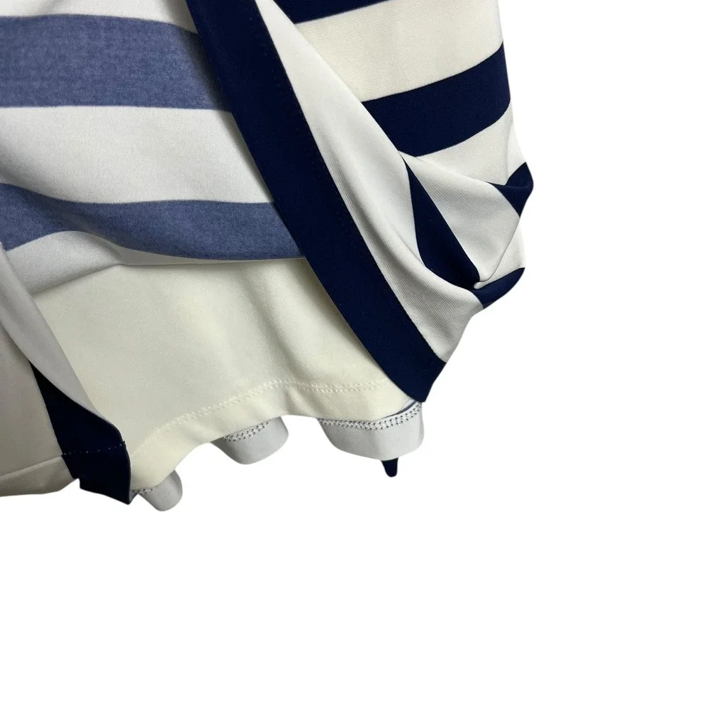 Lauren Ralph Lauren Navy‎ White Striped Draped Neck Sheath Dress Size 4